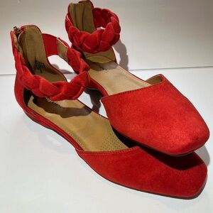 Women's Hot Red Comfortview Shoes-The Rayna Flat, Zize 8W (wide with)